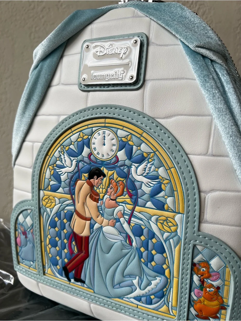 NWT Loungefly Disney Cinderella Velvet Stained Glass Portrait Mini Backpack